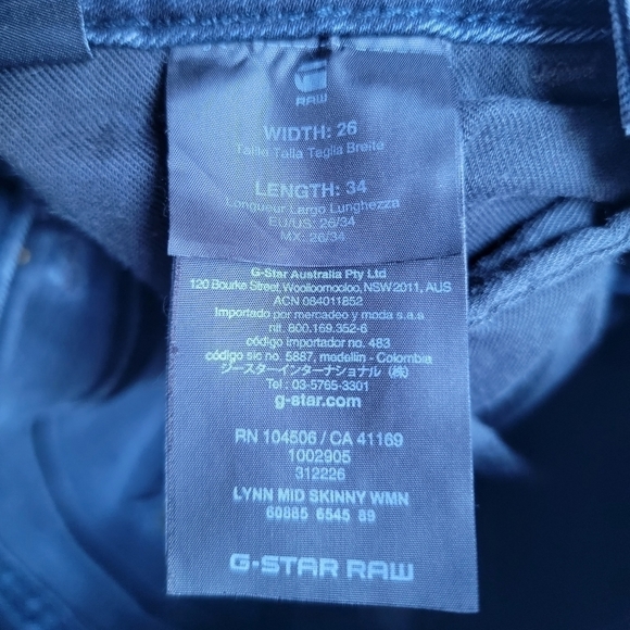 G-STAR Raw jeans. Black. LYNN mid rise. 34" inseam size 6. - Picture 9 of 10